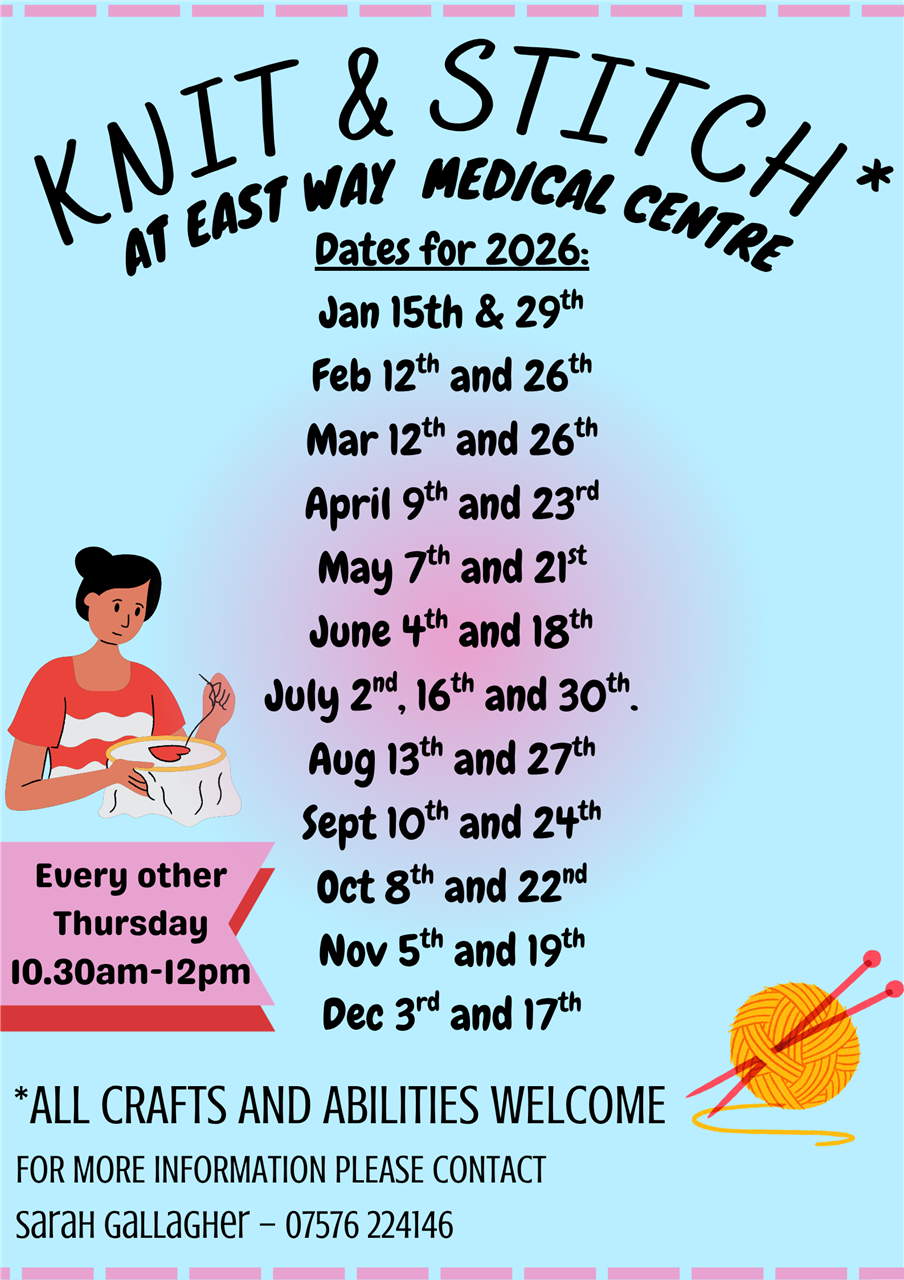 Knit & Stitch Crafting Group: Every other Thursday 10:30am - 12pm